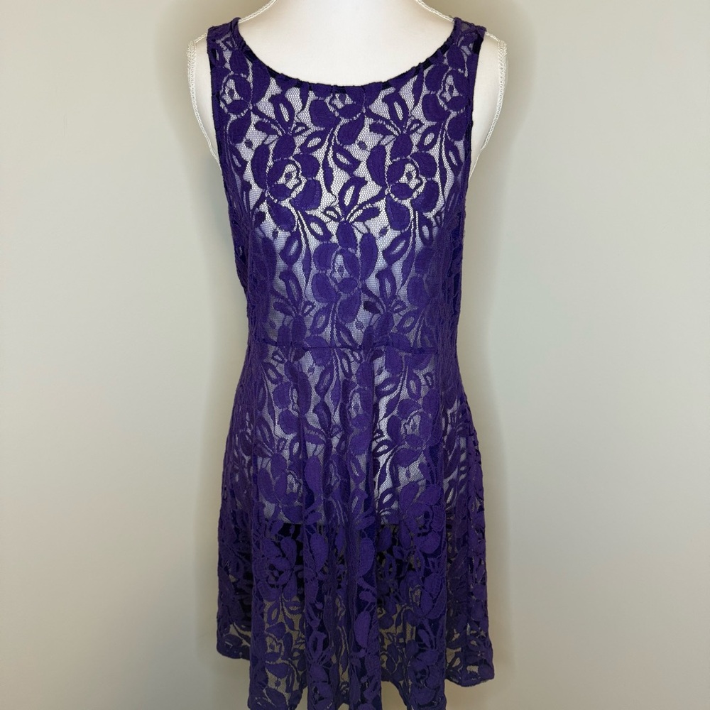 Free People Purple Lace Mini Dress